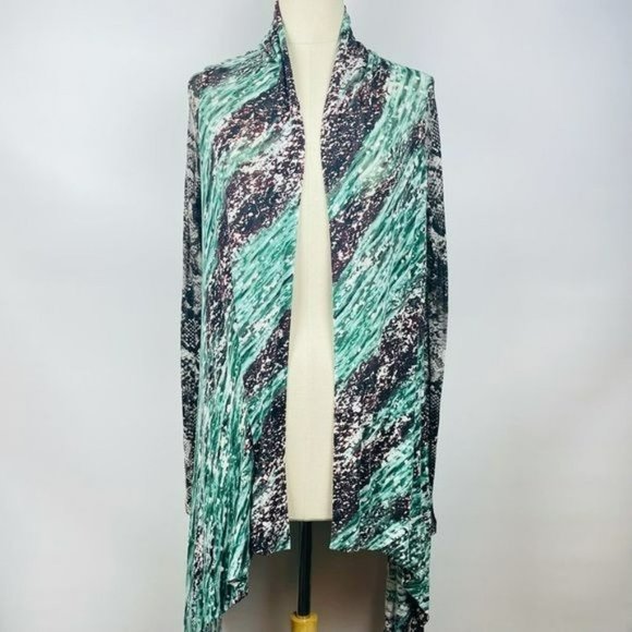 BCBGMaxazria Modal Floating Cardigan w/ Snakeskin Print Sleeves Size Small - Picture 2 of 11